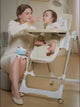 Kids High Feeding Chair, Foldable Swing Chair with Cushion Seat and Detachable Tray, Adjustable Chair with Wheels and Reclining Seat