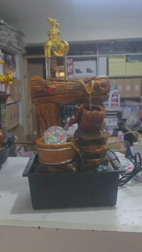 Rustic  flow LED Tabletop fountain with magic faucet