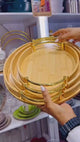 3pcs Round Bamboo Serving Tray Set with Metal Handles – Multi-Functional & Stylish