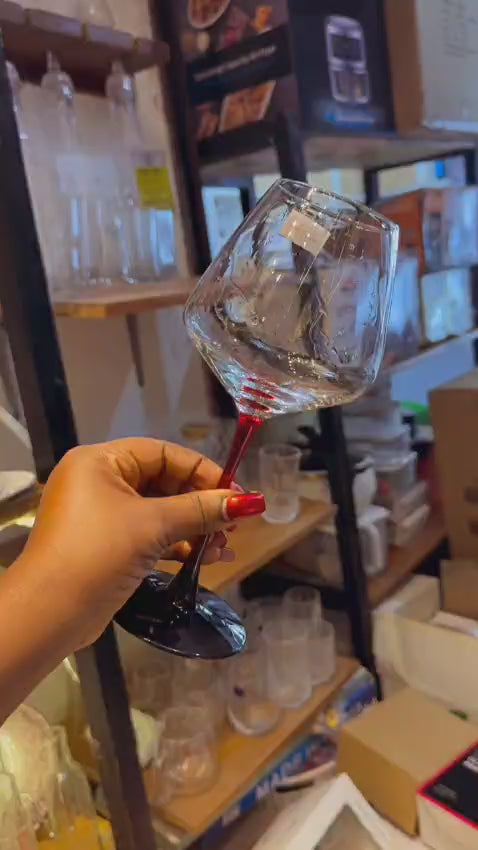 Elegant Burgundy Lhotse Crystal Wine glass Red Stem