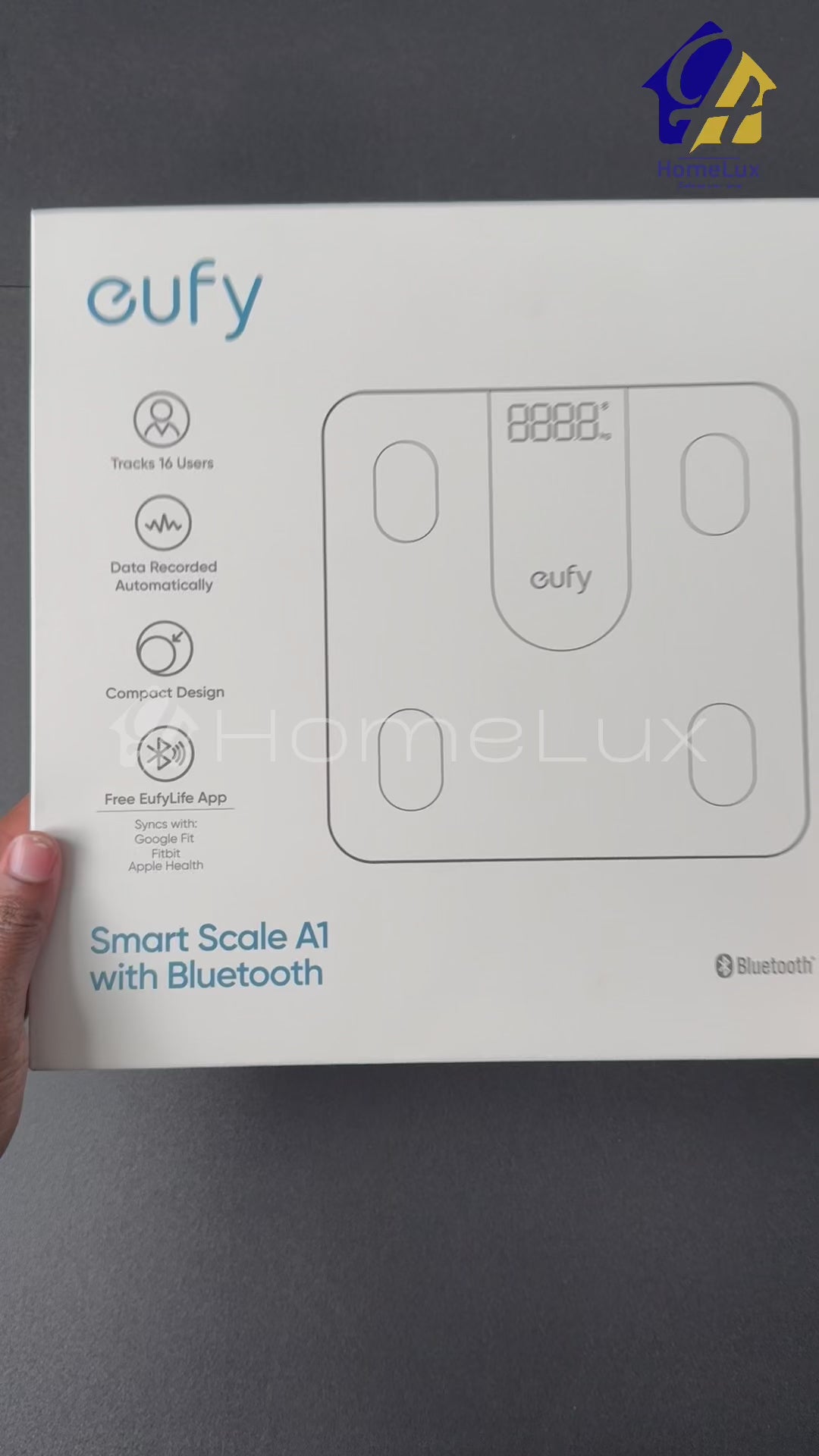Eufy Smart Scale A1 – 12 Body Measurements, Bluetooth, 16 User Profiles, Compact 26x26cm Design