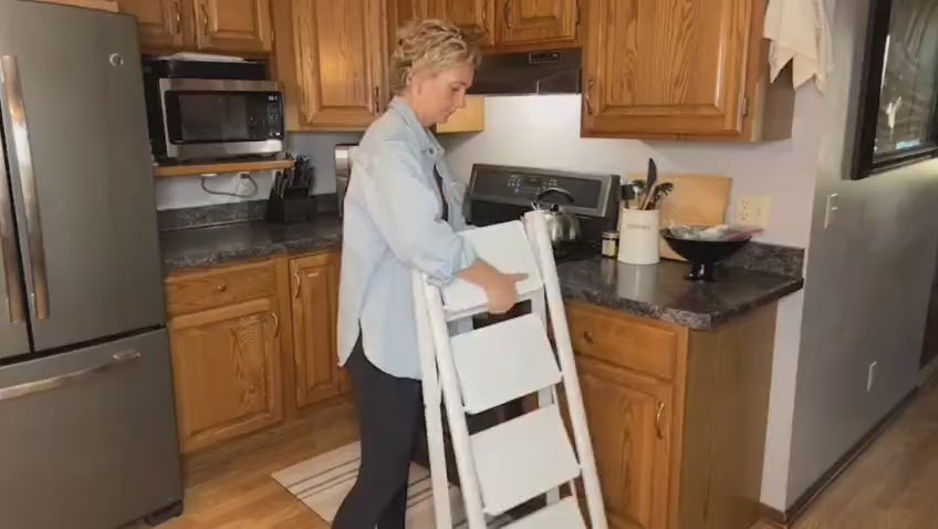 4-Step Collapsible Aluminium Ladder Portable Indoor & Outdoor Household Use