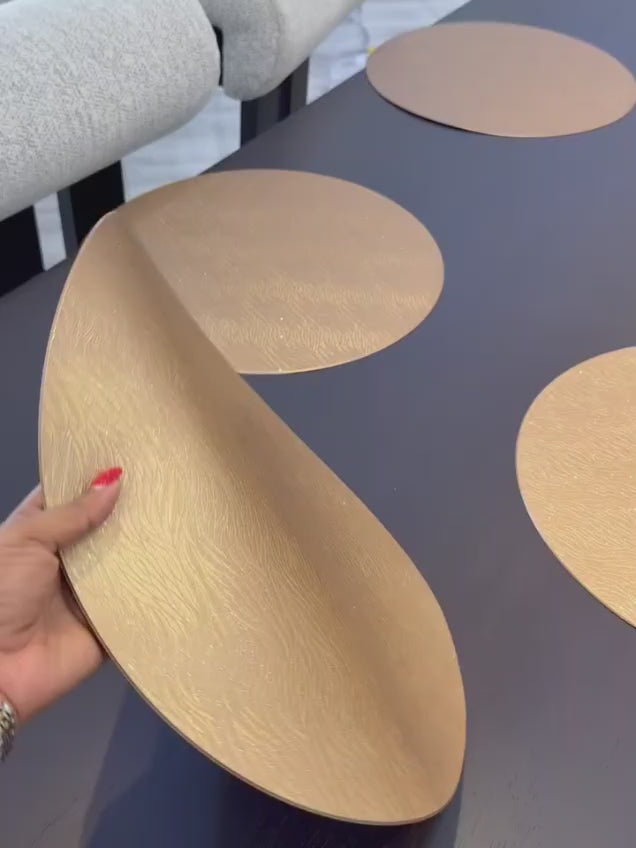 6pcs Modern Round Faux Leather PVC Placemats 38cm