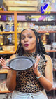Cast Iron Round Sizzling Plate with Wooden Base 22cm – Black