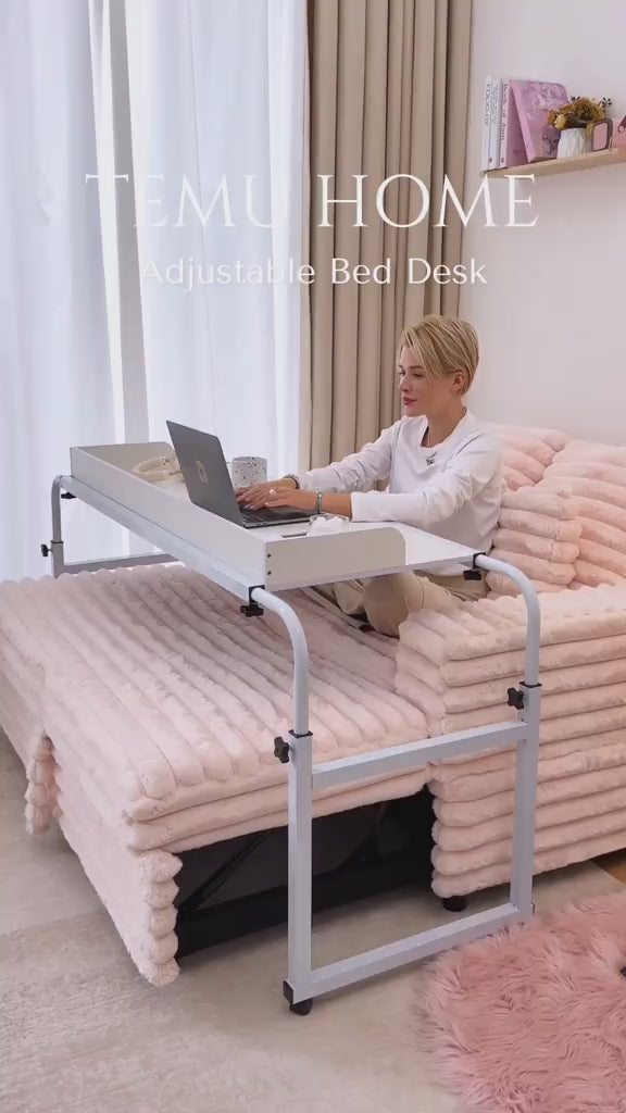 Adjustable Over Bed Desk Laptop Desk with Wheels