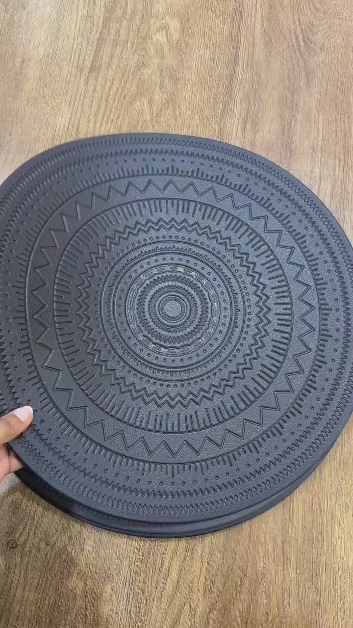 Boho Embossed Round PVC Placemats -6pcs 38cm