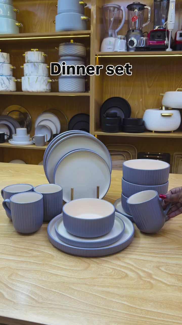 24pc White Double-Glazed Ceramic Dinner Set – Service for 6, Dinner Plates, Side Plates, Soup Bowls & 450ml Mugs Kenya