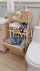 Tilt Out Laundry Hamper, Bamboo Laundry Hamper with Storage Shelves, Laundry Hamper Cabinet Tilt Out Basket with Removable Liner Bag