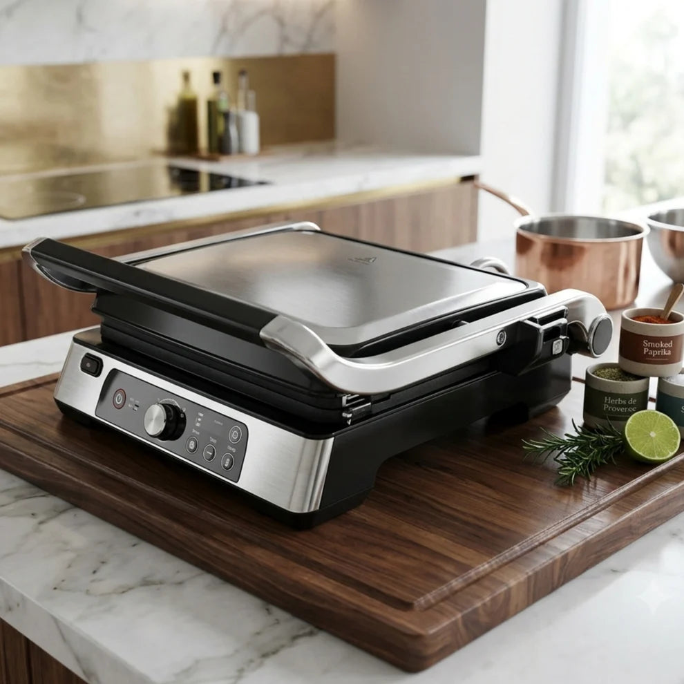 Philips 5000 Series Contact Grill 2200W - Removable Non-Stick Plates, Adjustable Height, Opens 180 Degrees Flat