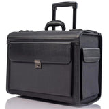 Rolling 17” Laptop Briefcase with Wheels Pilot Attache Legal Case (Black)