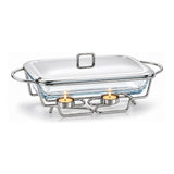 Sabinex Rectangle Glass Food Warmer with Stainless Steel Stand and Lid, 2.4L, model DT-206