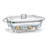 Sabinex Rectangle Glass Food Warmer with Stainless Steel Stand and Lid, 3L, model DT-207