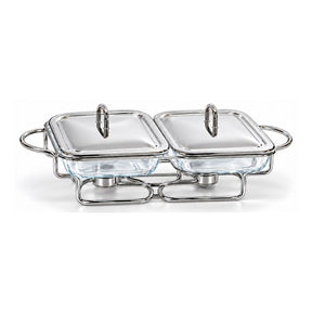 Sabinex Rectangle Glass Food Warmer Set, 2 x 1.5L, model DT-500