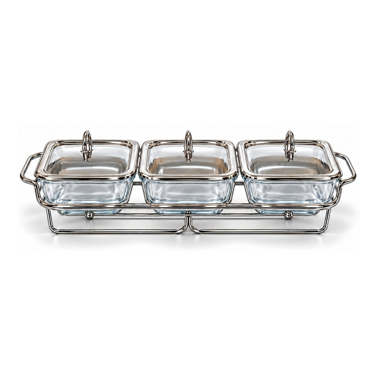 Sabinex Rectangle Glass Food Warmer Set, 3 x 1.5L, model DT-530