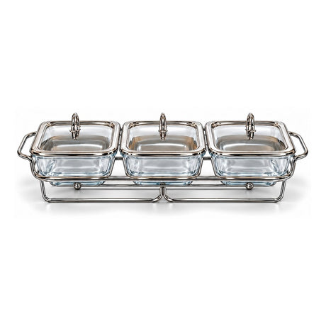 Sabinex Rectangle Glass Food Warmer Set, 3 x 1.5L, model DT-530