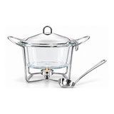 Sabinex Round Glass Soup Warmer with Ladle, Stainless Steel Stand and Lid, 4L, model DT-610