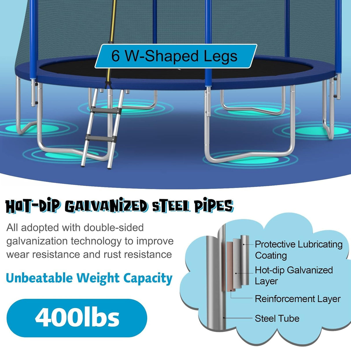 Trampoline with Enclosure Net & Safety Pad Kids Adults Jumping Mat (10 Feet)