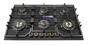 Bolesi BLS-ML-8601G Built-in Gas Hob 6 Burner Glass 90cm Kenya | Golden Diamond Series, 2 Wok Burners, 840x480mm Cut-out, 1 Year Warranty