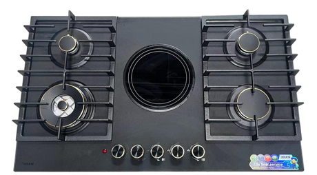 Bolesi BLS-D8501G Built-in Gas Hob 4 Gas + 1 Electric Stainless Steel 90cm Kenya | Golden Diamond Series, Hybrid Hob, 840x480mm Cut-out, 1 Year Warranty