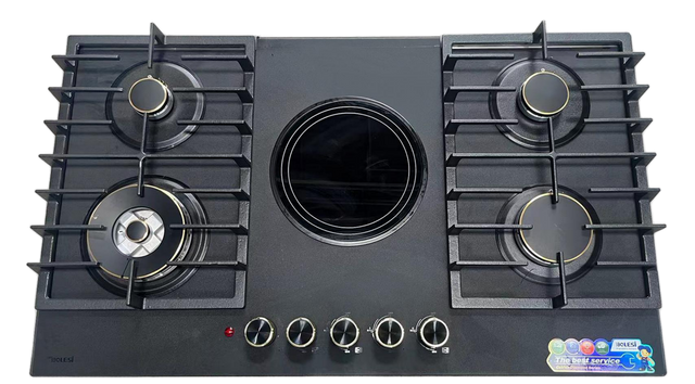 Bolesi BLS-D8501G Built-in Gas Hob 4 Gas + 1 Electric Stainless Steel 90cm Kenya | Golden Diamond Series, Hybrid Hob, 840x480mm Cut-out, 1 Year Warranty