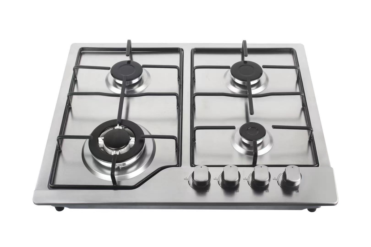 Bolesi H59-46016 Built-in Gas Hob 4 Burner Stainless Steel 60cm Kenya | Battery Pulse Ignition, Enamel Pan Supports, Bakelite Knobs, LPG