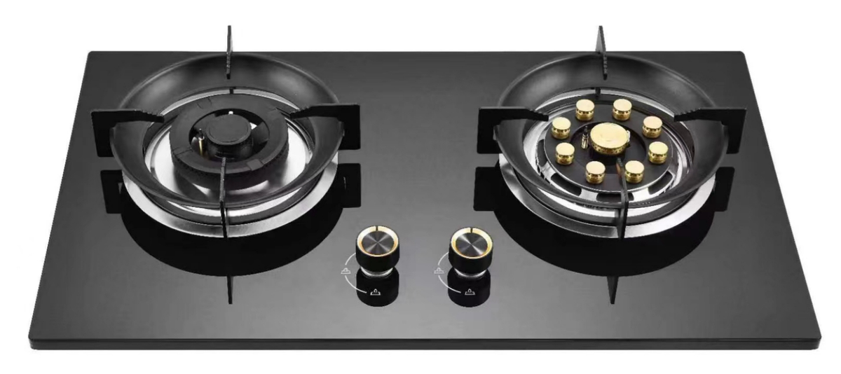 Bolesi BLS-S08 Built-in Gas Hob 2 Burner Tempered Glass Kenya | Cast Iron Pan Supports, Manual Ignition, Gas Leak Sensor, LPG