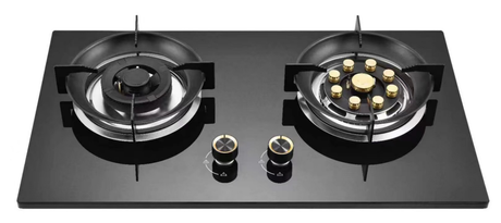 Bolesi BLS-S08 Built-in Gas Hob 2 Burner Tempered Glass Kenya | Cast Iron Pan Supports, Manual Ignition, Gas Leak Sensor, LPG