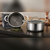 UccLife Triply Stainless Steel Cookware Casserole Pot with Glass Lid, 18cm to 28cm, Honeycomb Non Stick Sufuria, Induction and Oven Safe