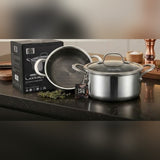 UccLife Triply Stainless Steel Cookware Casserole Pot with Glass Lid, 18cm to 28cm, Honeycomb Non Stick Sufuria, Induction and Oven Safe
