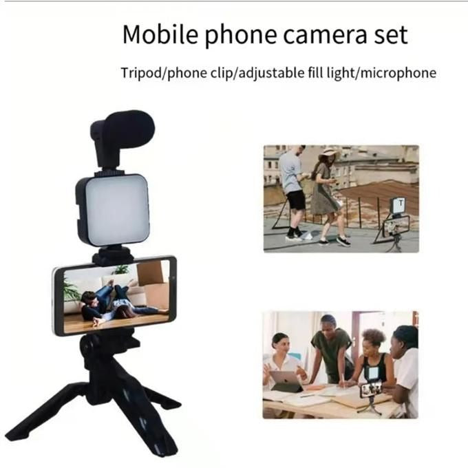 Mobile Phone Holder Smartphone Video Kit Microphone Video Light LED Selfie Stick Tripod Bluetooth Recording Handle Portable Stabilize