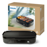 Philips Table Top Grill 2400W - Extra Large 1250cm2 Grilling Surface, Maifan Stone Coating, Adjustable Temperature
