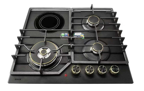Bolesi BLS-ML-D8401G Built-in Gas Hob 3 Gas + 1 Electric Glass 60cm Kenya | Golden Diamond Series, Hybrid Hob, 560x480mm Cut-out, 1 Year Warranty