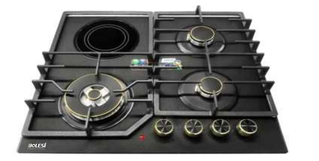 Bolesi BLS-ML-D8401G Built-in Gas Hob 3 Gas + 1 Electric Glass 60cm Kenya | Golden Diamond Series, Hybrid Hob, 560x480mm Cut-out, 1 Year Warranty