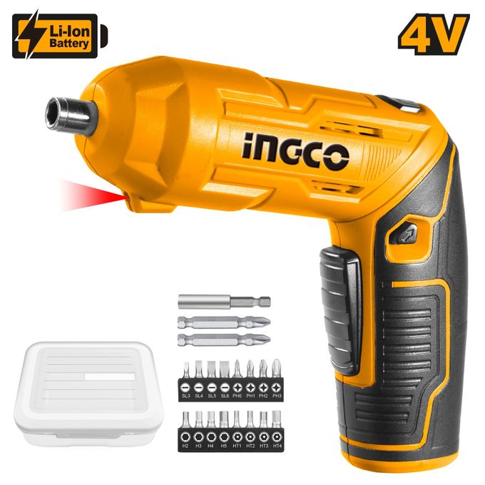 Ingco Cordless Screwdriver Lithium-Ion Cordless Screw driver Drill Driver with Bits