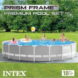 Intex 10 Feet Round Prism Metal Frame Above Ground Outdoor Backyard Swimming Family Pool for Kids and Adults ages 6 and Up