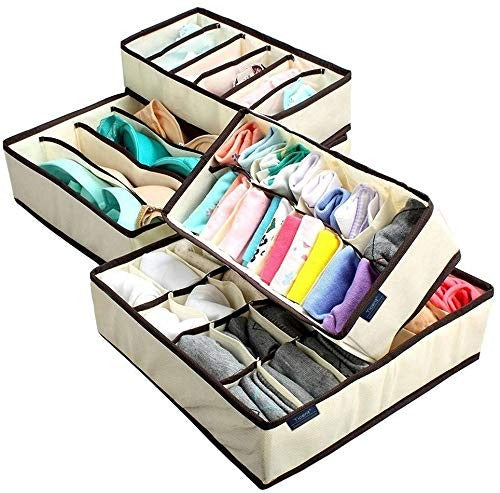 Foldable Storage Box Drawer Divider Organizer Closet Storage for Socks Bra Tie Scarfs
