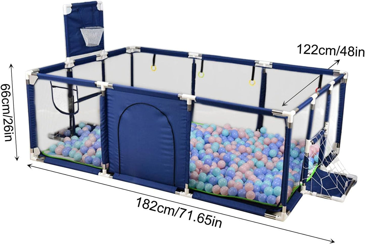 Portable Baby Ball Pit Tent Playpen Play Fence Baby Playpen with Basketball Hoop