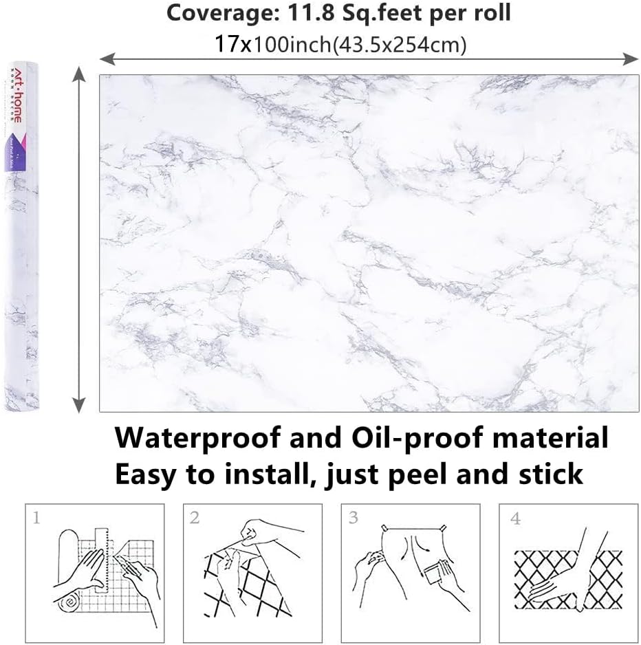 Marble 60cm by 500 cm Self Adhesive Contact paper Countertop,Kitchen,Shelf Liner