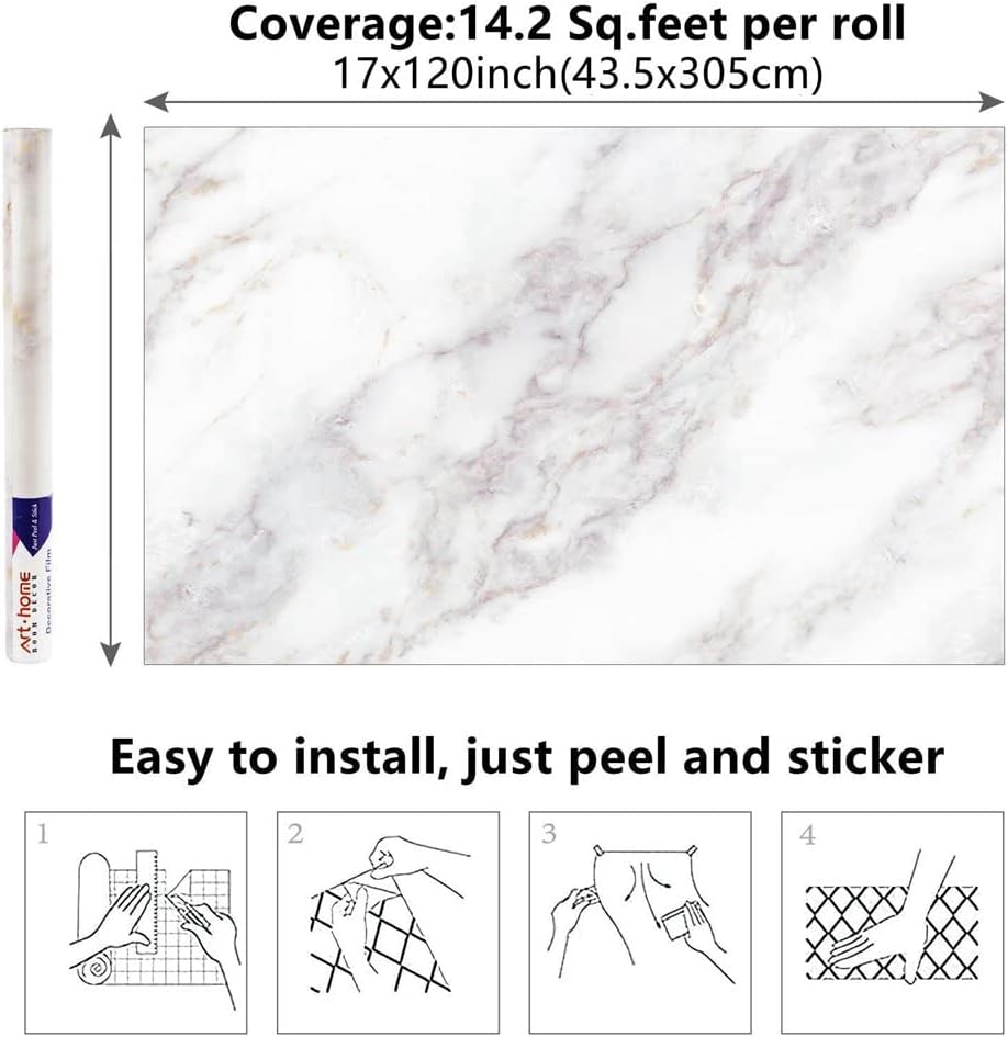 Marble 60cm by 500 cm Self Adhesive Contact paper Countertop,Kitchen,Shelf Liner