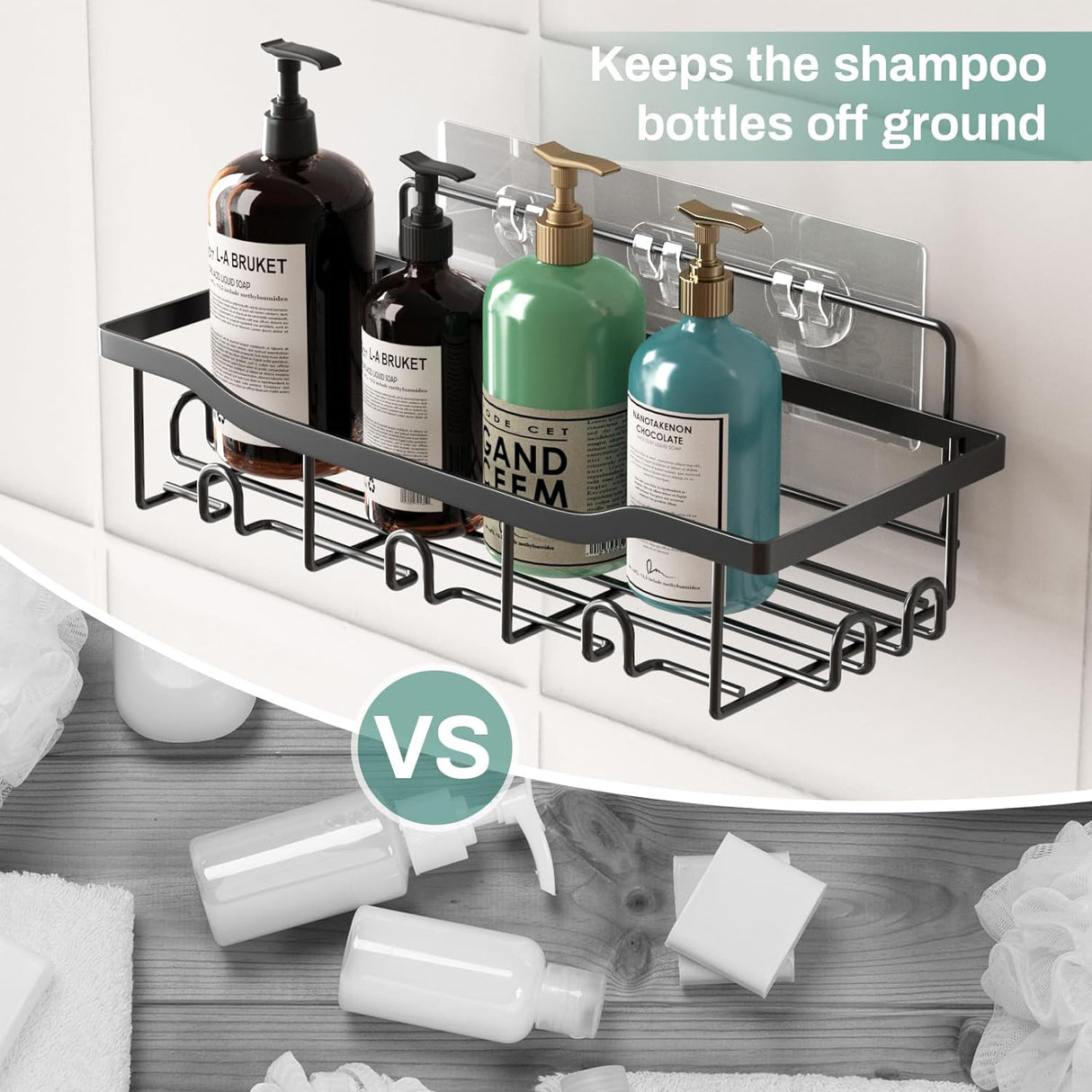 Shower Caddy Bathroom Organizer Pack Shampoo Holder Basket Shelves for Storage and Organization, Wall Suction Bath