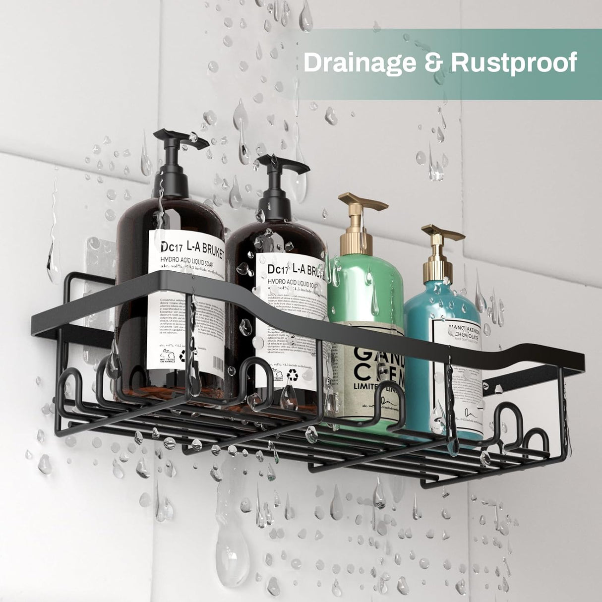 Shower Caddy Bathroom Organizer Pack Shampoo Holder Basket Shelves for Storage and Organization, Wall Suction Bath