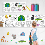 Drawing Roll for Kids, Sticky Coloring Paper Rolls with Colored Pencil Graffiti Scroll DIY Painting for Toddlers Children Boys Girls 3 4 5 Educational Toys