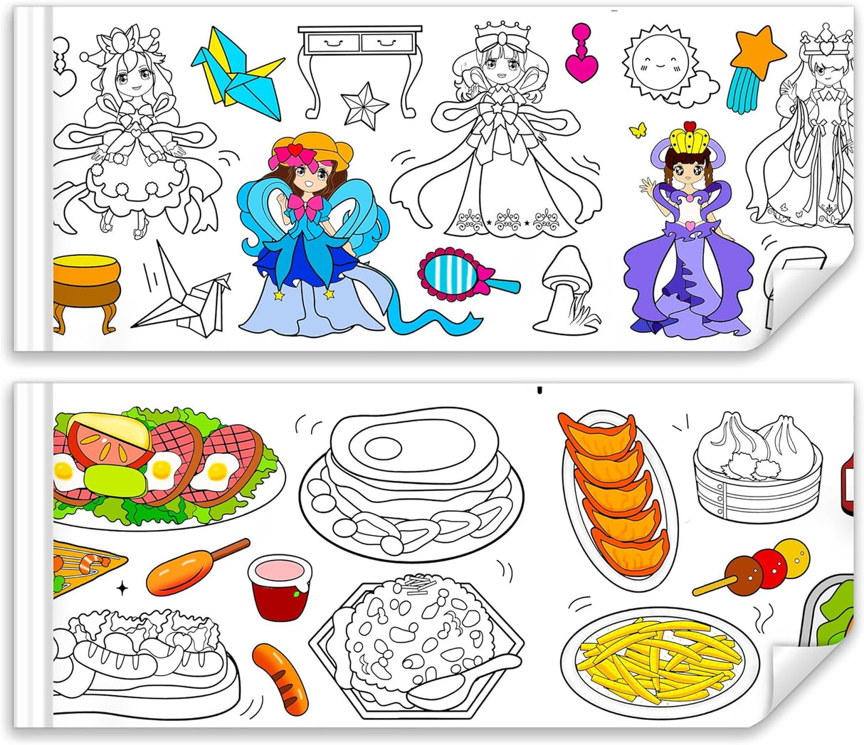 Drawing Roll for Kids, Sticky Coloring Paper Rolls with Colored Pencil Graffiti Scroll DIY Painting for Toddlers Children Boys Girls 3 4 5 Educational Toys