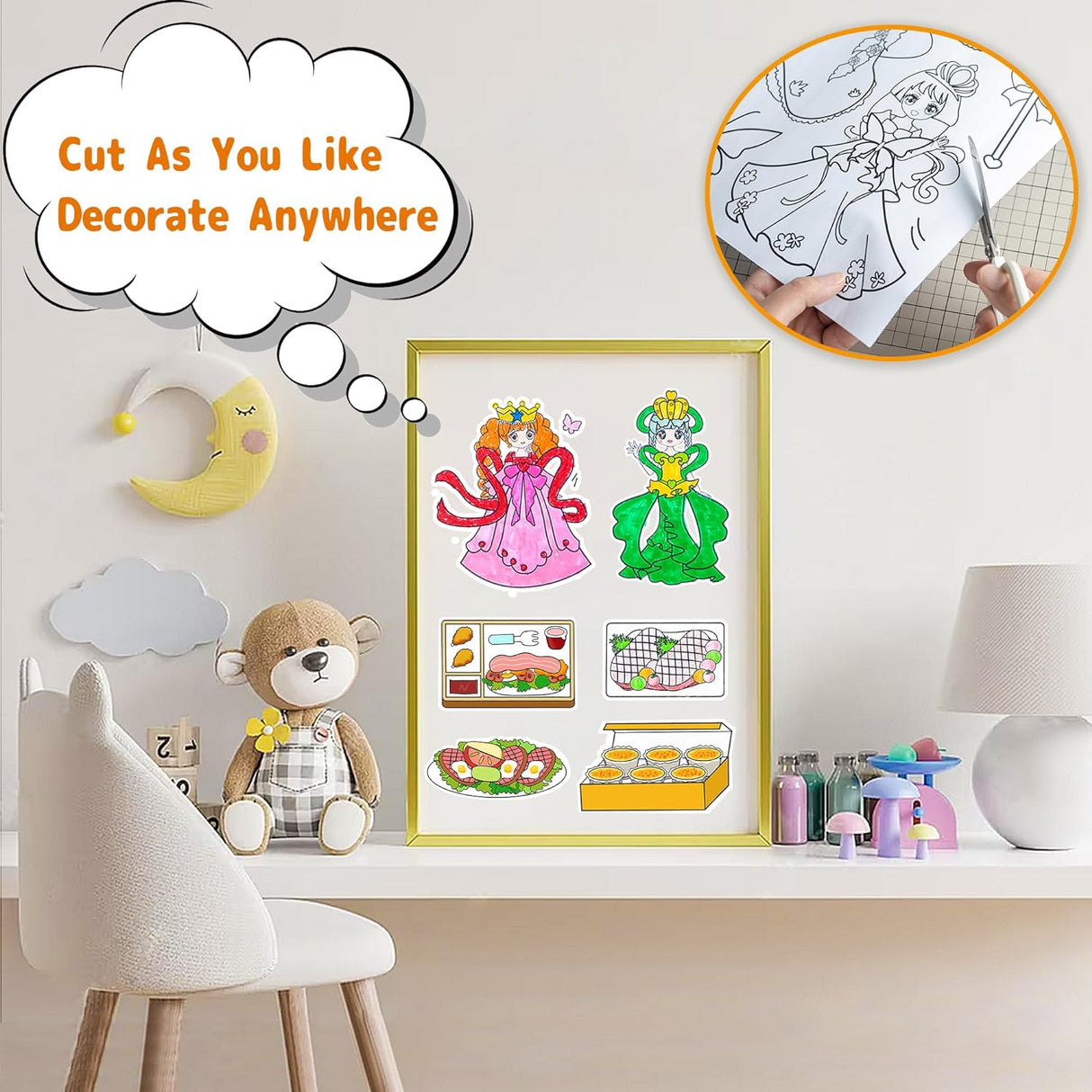 Drawing Roll for Kids, Sticky Coloring Paper Rolls with Colored Pencil Graffiti Scroll DIY Painting for Toddlers Children Boys Girls 3 4 5 Educational Toys