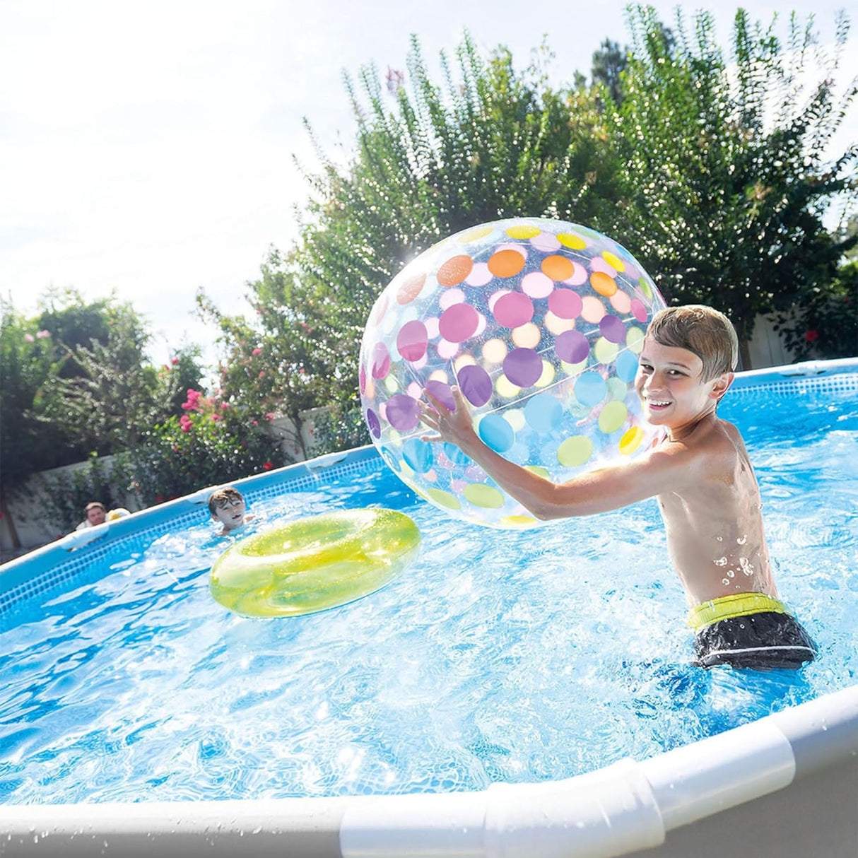 Intex 10 Feet Round Prism Metal Frame Above Ground Outdoor Backyard Swimming Family Pool for Kids and Adults ages 6 and Up