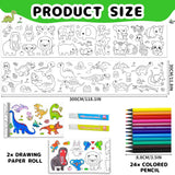 Drawing Roll for Kids, Sticky Coloring Paper Rolls with Colored Pencil