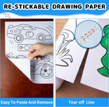 Drawing Roll for Kids, Sticky Coloring Paper Rolls with Colored Pencil