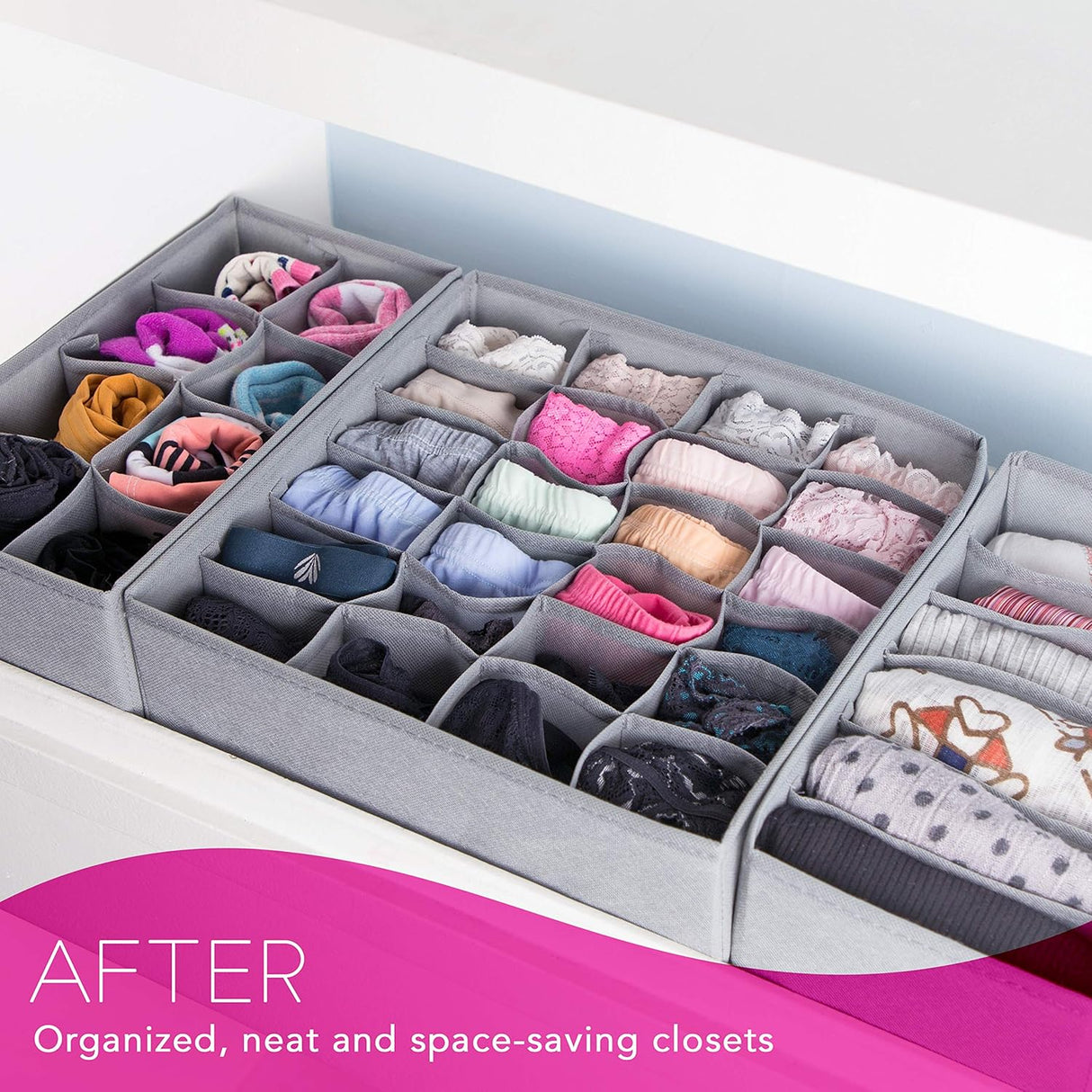 Closet Drawers Organizer Storage for Underwear, Bra, Socks and Clothes