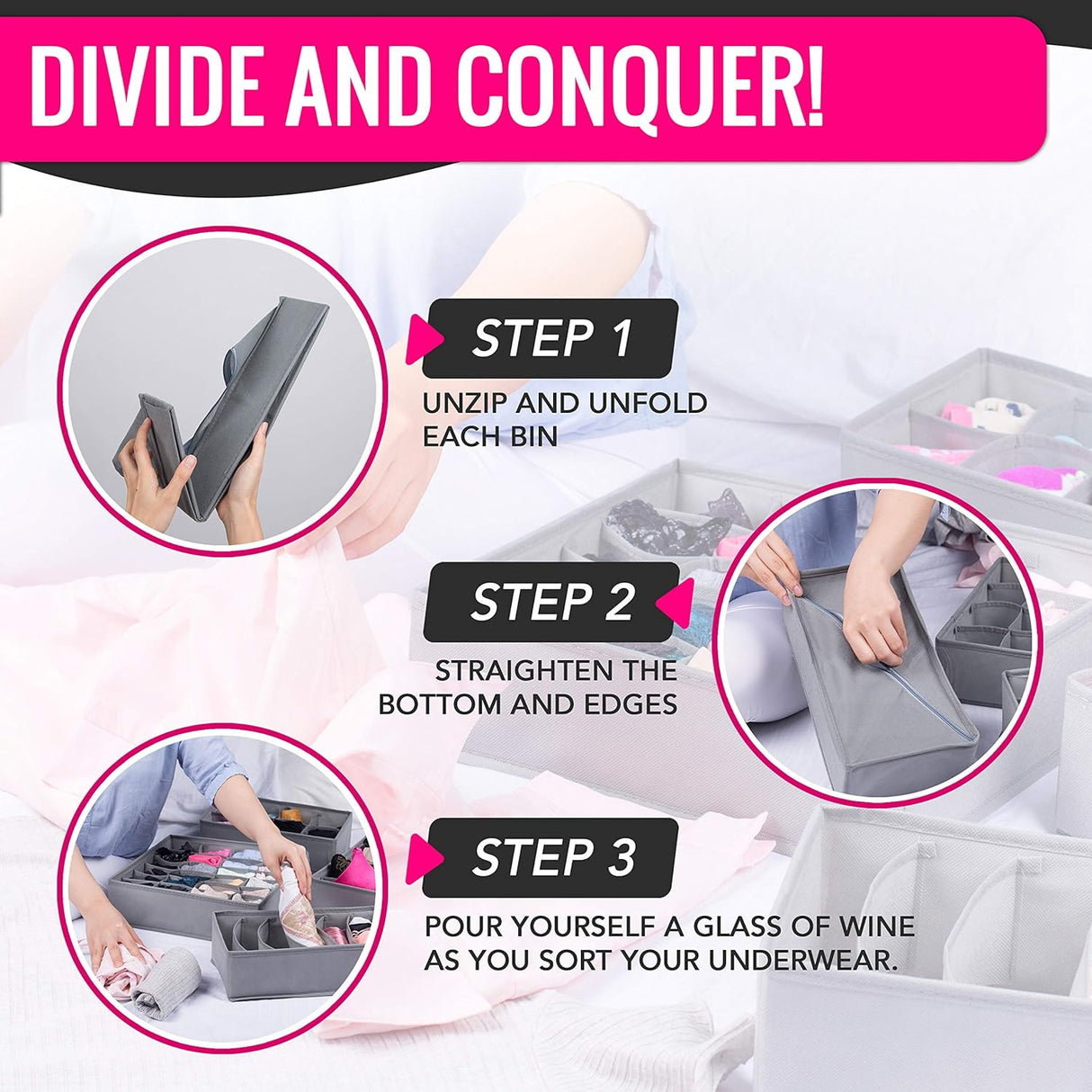 Closet Drawers Organizer Storage for Underwear, Bra, Socks and Clothes
