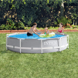Intex 10 Feet Round Prism Metal Frame Above Ground Outdoor Backyard Swimming Family Pool for Kids and Adults ages 6 and Up
